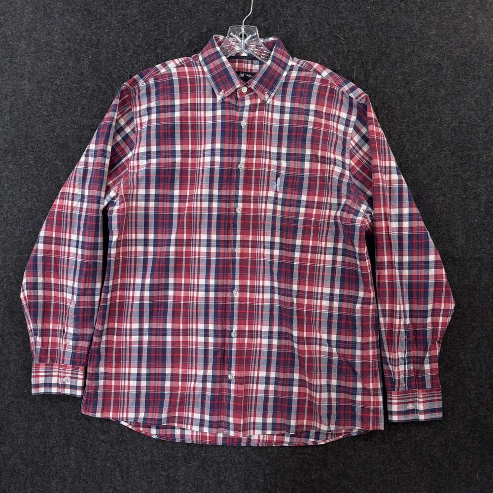 Johnnie-O Buckley Shirt Men's XL Red Blue Plaid Cotton Pocket Tweener Button